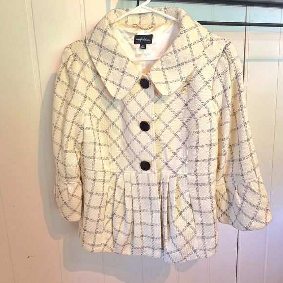 Christopher & Banks Jackets & Blazers - NWOT ELISABETTA HASSELBECK DIALOGUE, Elegant Cream Plaid Women's Jacket Size 14